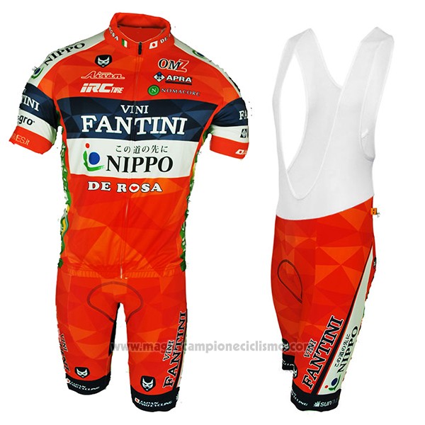 2017 Abbigliamento Ciclismo Vini Fantini Arancione Manica Corta Salopette